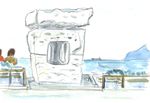 水彩画/恋路が浜にて